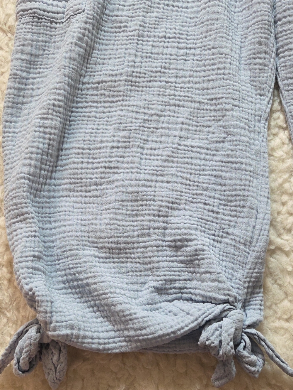 HYFVE Light Blue V-Neck Cotton Gauze Jumpsuit with Tie Ankles Sz L Oversized Fit - Picture 6 of 13
